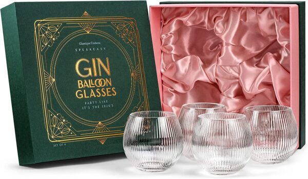 magette Vintage Art Deco Gin & Tonic Glasses – Set of 4 (13.5 oz) - Image 2