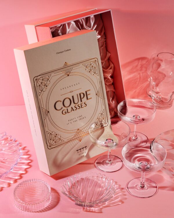 magette Vintage Art Deco Champagne & Cocktail Coupe Glasses – Set of 4 (7 oz) - Image 6