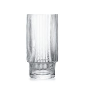magette Vintage Art Deco Ribbed Collins Glasses – Set of 4 (14 oz)