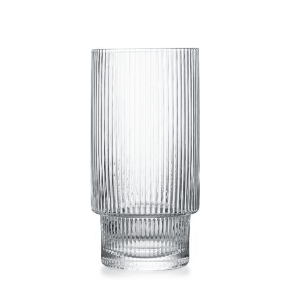 magette Vintage Art Deco Ribbed Collins Glasses – Set of 4 (14 oz)